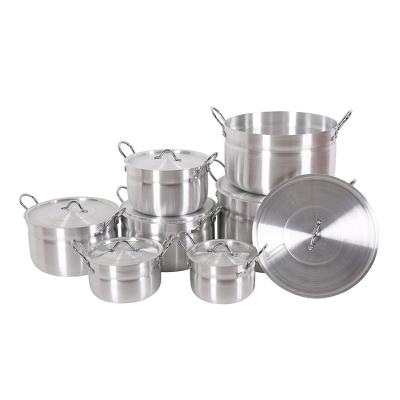 China Sustainable Durable Easy To Clean Kitchenware Cooking Pot Set Aluminum Polished Pots for sale