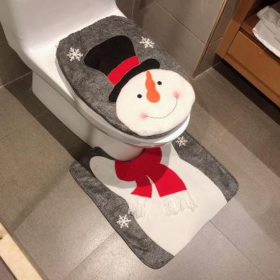 China New creative Christmas decorations toilet set layout of the bathroom Christmas two-piece decorations for sale