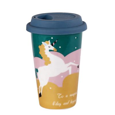 China Sustainable White custom sublimation ceramic mug 16 oz mugs ceramic material silicone sleeve lid without handle for sale