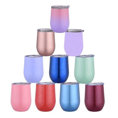 China PORTABLE Gold rose pink painting double wall 304 stainless steel wine tumbler with lid and straw for sale