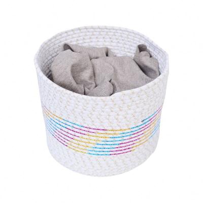 China Sustainable Precision Manufacturing Universal High Quality Cotton Rope Laundry Storage Basket for sale