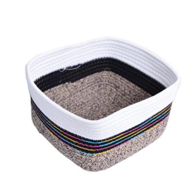 China Nordic Viable Desktop Sundries Woven INS Cotton Rope Storage Baskets Kids Toys Organizer Baby Dirty Clothes Laundry Basket for sale