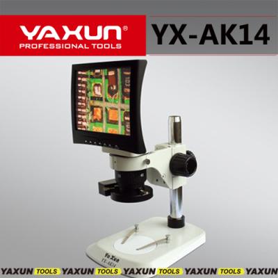 China YAXUN YX-AK14 stereo microscope with 20X/40X display, output LCD AV, mobile repair microscope mother checking microscope 7 inch for sale