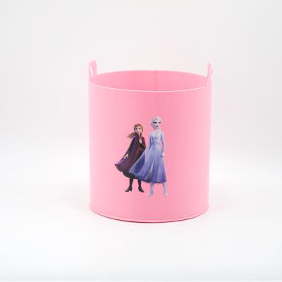 China Sustainable Cartoon Felt Laundry Basket Toys Dirty Storage Bag Clothes Storage Bucket Basket for sale