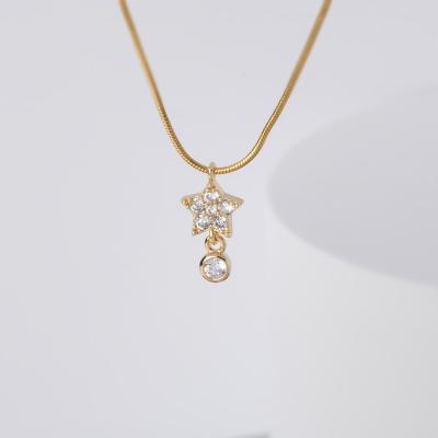 China Tasty Fashion Star Circle Chain Necklaces 18K Gold Plated Simple Fashion Women Girl Jewelry Gift Business Party Wedding Wholesale for sale