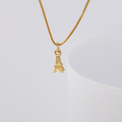 China Vintage Fashion 18K Gold Plated Eiffel Tower Pendant Necklace For Love Sea Women Girl Gift Birthday Mother's Day Jewelry for sale