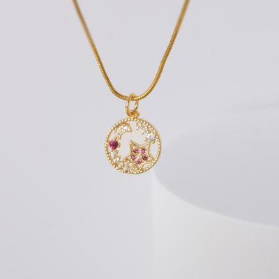 China Vintage Fashion 18K Gold Plated Star Moon Pendant Necklace For Love Sea Women Girl Gift Birthday Mother's Day Jewelry for sale