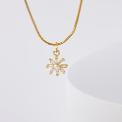 China Vintage Fashion 18K Gold Plated Flower Pendant Necklace For Love Sea Women Girl Gift Birthday Mother's Day Jewelry for sale