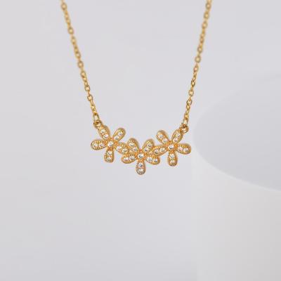 China Vintage Tasty 18K Gold Plated Flower Pendant Necklace For Love Sea Women Girl Gift Birthday Mother's Day Jewelry for sale