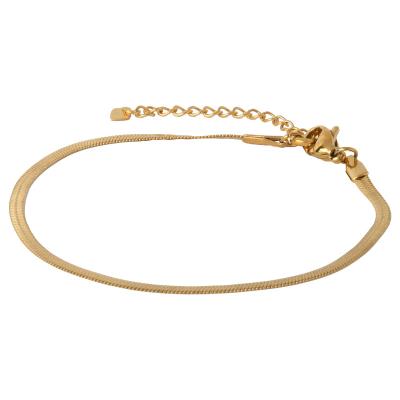 China 2022 Newest Vintage Women Gold Thin Chain Bracelet Fashion 18K Gold Plated Round Snake Chain Bracelet for sale