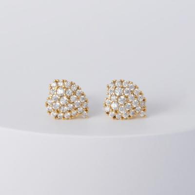 China TRENDY Tasty Heart Stud Earrings With Zircon Designs Jewelery Patterns Saudi For Wife Girl Gift Birthday Wedding for sale