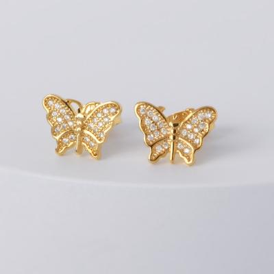 China TRENDY Tasty Butterfly Stud Earrings With Zircon Designs Jewelery Patterns Saudi For Wife Girl Gift Birthday Wedding for sale