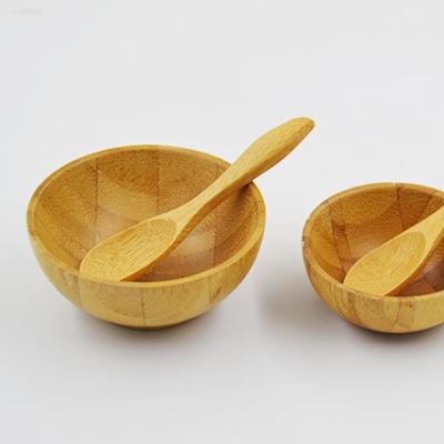 China Nature Durable 50g Bamboo / Wooden Makeup Bowls Personal Care Cream Bowl With Bamboo Spoon for sale