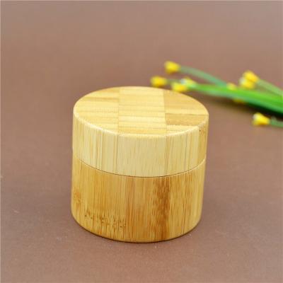 China Recyclable Material Bamboo Cosmetic Container Glass Bamboo Jar Cosmetic Eco Friendly Packaging for sale