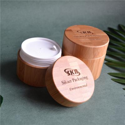 China Hot Sale Bamboo Biodegradable Cream Jar Bamboo Material PP/PLA Recyclable Skin Care Cosmetic Packaging for sale