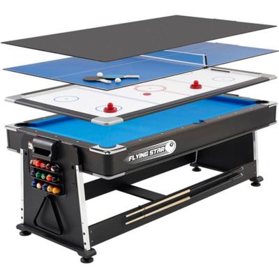 China Hot Sale Combination Modern Multifunctional Billiard Table Game 4 in 1 Modern Multi Game Snooker Billiard Table with Air Hockey Ping Pong Table and Diner for sale