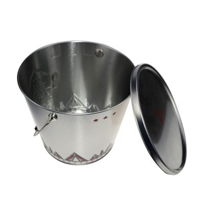 China Sustainable Food Grade 5L Round Galvanized Metal Tin Ice Bucket Galvanized Bucket With Lid For Party for sale