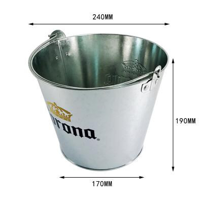 China Viable Wholesale Custom 5L Round Gold Ice Bucket Beer Wine Metal Galvanized Tin Bucket For Garden for sale