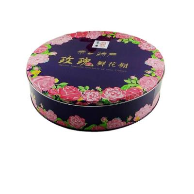 China Wholesale Round Shape Metal Cookie Tin Packaging Box For Food Candy Tin Packaging Storage Container for sale