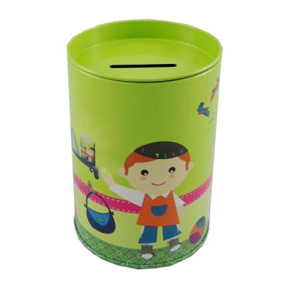 China Custom Printed Tin Box High Quality Round Packaging Gift Collect Coin Money Saving Pig Tin Can for sale