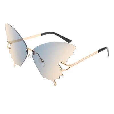 China Fashion Oversized Steampunk Brand Designer Women Frameless Metal Sun Glasses US Warehouse Stain Bow Metal Sunglasses Free Shipping for sale