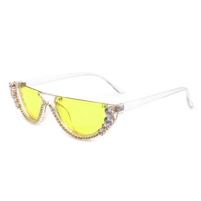 China Wholesale Custom Designer Shipping Stock Glasses Diamond Sunglasses Cat Eye Women Vintage Shade Fashion Spot Diamond Sunglasses USA Warehouse for sale