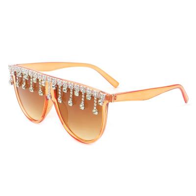 China One Piece Rhinestone Logo Sunglasses With Diamonds Women Custom Made Diamond Sunglasses USA Warehouse Stain Vintage Fashion Lens for sale