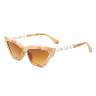 China 2021 Newest UV400 Cat Eye Sunglasses Paint Metal Chain Sunglasses Fashion Sunglasses for sale