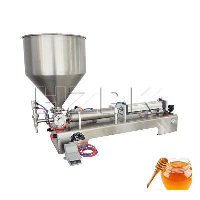 China Ex-factory price horizontal pneumatic single head pedal 100-5000ml small beverage paste filling machine for honey,cosmetics for sale