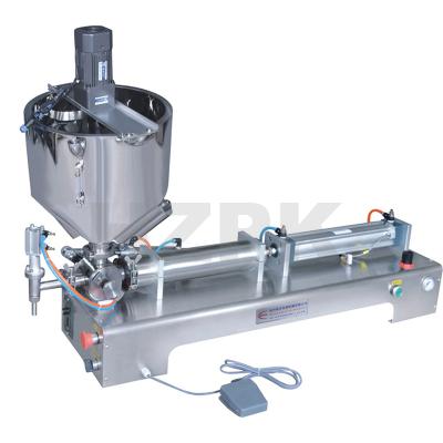 China Beverage Horizontal Single Head Paste Filling Machine Oil Filling Machine With Mixing Tank for sale