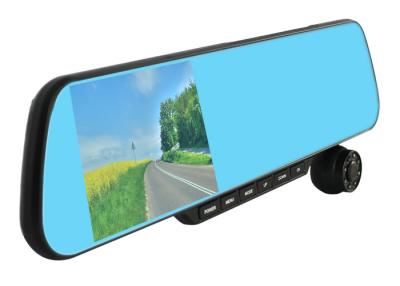 China Caixa negra azul antiofuscante do seguro de carro do espelho retrovisor DVR das câmeras duplas com luz de 7 diodos emissores de luz à venda