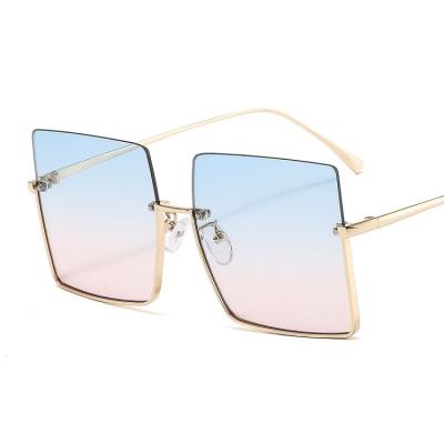 China 2021 Luxury Square Beach Sunglasses Brown Square Sunglasses Half Frame Fashion Sunglasses for sale