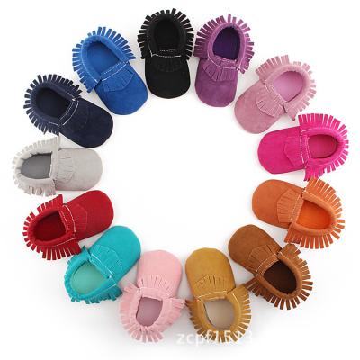 China New Wholesale Flat Suede Leather Tassels Walking Logo Baby Casual Shoes Custom Made for sale