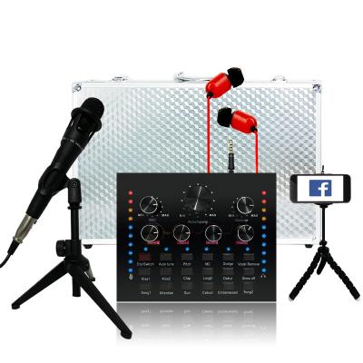 China Studio Recording Microphone Audio Stereo Sound Card Karaoke Tik External Live Broadcast Tok for sale