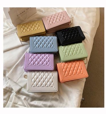 China New High Quality Leisure Embroidery Grid Women Bags Luxury Fashionable Candy Color Rhombic Single Shoulder Handbags School Ladies Chain Satchel for sale