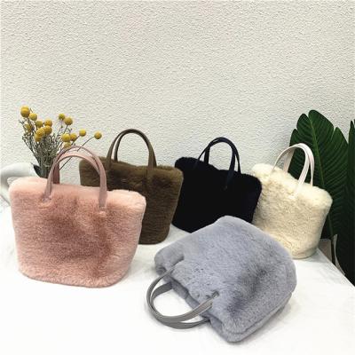 China Others 2021 Luxury Cute Faux Fur Handbags Cosmetic Winter Purses Designer Ladies Handbags Women Plush Bags Shoulder Fluffy Tote Bags for sale