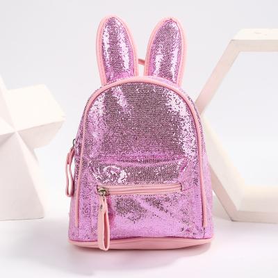 China Waterproof Kids Mini Sequins Backpack Purse Cute Leather Trim Children School Bags for Mini Backpack Baby Girls School Rabbit Ear Bags for sale