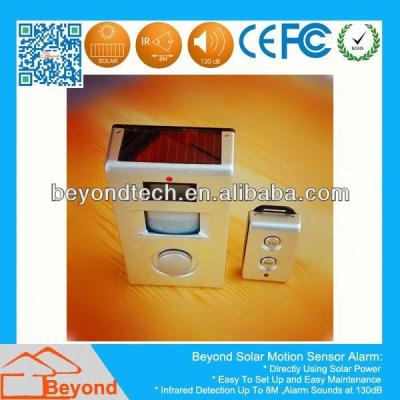 China Ideal For Shops Barking Dog Alarm Motion Alarm With Remote Control And Solar Panel for sale