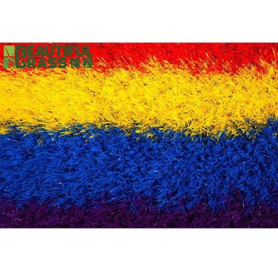 中国 Synthetic Rainbow Artificial Grass Turf Landscaping Colored Grass For Garden 販売のため