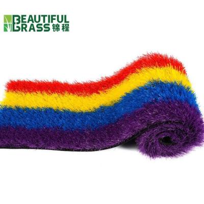 中国 Garden Rainbow Artificial Grass Landscaping Synthetic Lawn Mat Outdoor Turf 販売のため