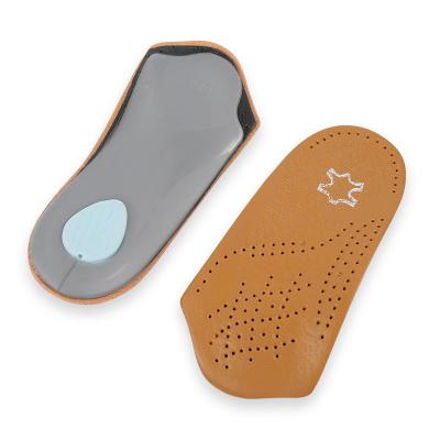 China Inside Shoe Leather Half Pad 3/4 Length Stepped Arch Support Flat Orthopedic Insoles for sale