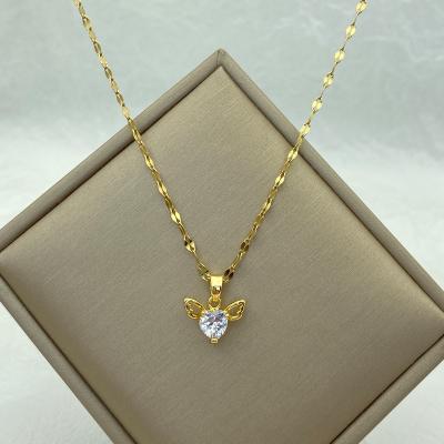 China FASHIONABLE Gold Plated Stainless Steel Angel Necklace With Cute Small Pendant Fashion Jewerly Accessories Design for sale