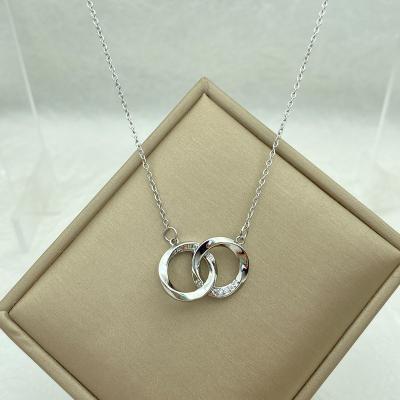 China CLASSIC Unfading Silver Color Stainless Steel Necklaces With Rings Pendant Necklace For Women New In Simple Minimalism Style for sale