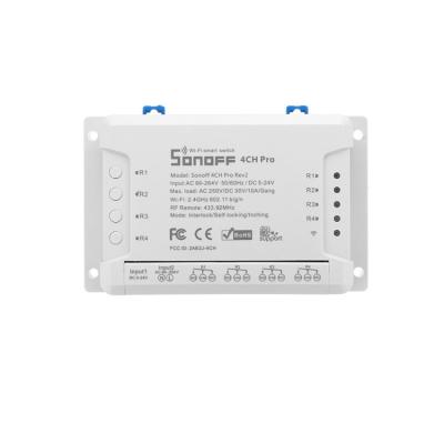 China Sonoff Wireless 4CH-R2 Pro Smart ABS 10A/2200W WiFi Fireproof 4-Gang Switch Switches Remote Control Phone for sale