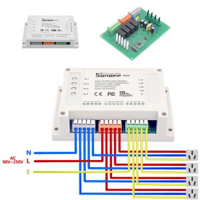 China Itead Sonoff 4CH R2 ABS Smart Wifi Lamp Switch 4 Strip Fireproof Smart Home Remote Control Works with Alexa Google Home eWeLink APP for sale