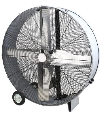 China Garage 48 Inch Fan 4-Height Enclosed Aluminum Blades Drum Motor Belt Drive Motor Effienciey Metal Pedestal Electric Ventilation Fan for sale