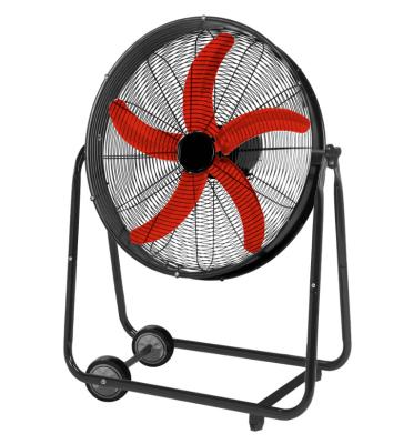 China 24 Inch 5 Blades Metal Drum Aluminum Floor Fan Outdoor Greenhouse Fog Stand Fans With Wheels For Motion Home Appliance for sale