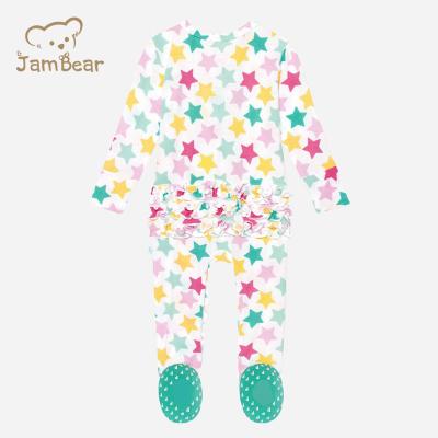 China Lovely Jambear Zipper Romper 1 Piece Rompers Baby Footie Pajamas Rompers Print Organic Bamboo Crotch Zipper Baby for sale