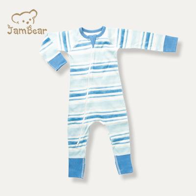 China Lovely JamBear Cotton Baby Pajamas Eco-Friendly Organic Two Way Zipper Rompers Custom Printed Baby Clothes for sale