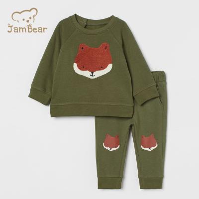 China Baby Breathable Activewear Organic Jambear Cotton 2 Piece Sweatshirt Set Neutral Soft Long Sleeve Shirt And Pants for sale